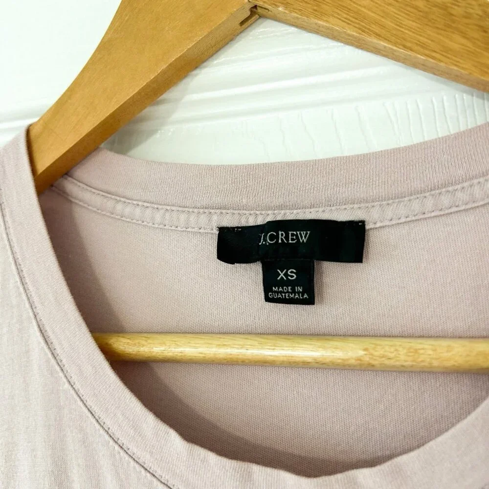 J.Crew Reimagined Tiered Ruffle Sleeve Dress Pink Cotton Jersey Women’s XS EUC